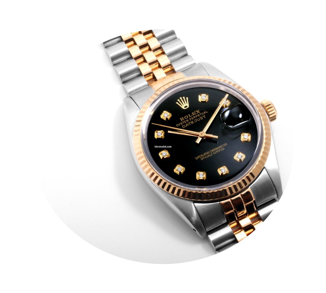 Rolex 18K/SS Datejust Black Diamond Dial...
