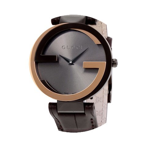 Gucci Interlocking-G Black Dial Brown Le...