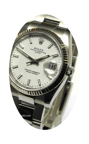Rolex Oyster Date Edelstahl Weißgoldlü...