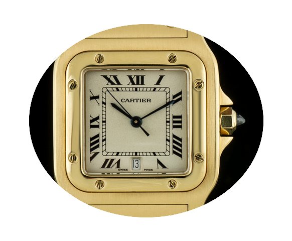 Cartier 18k Yellow Gold Silver Roman Dia...