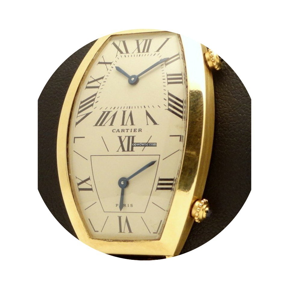 Cartier | Tonneau Dual Time 18kt Yellow ...