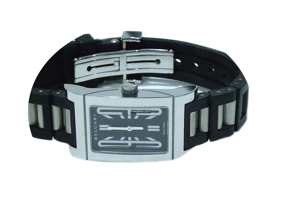 Bulgari Rettangolo Stainless Rubber Ladi...