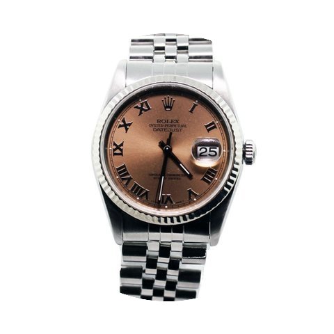 Rolex Datejust 16234 Mens Salmon Roman N...
