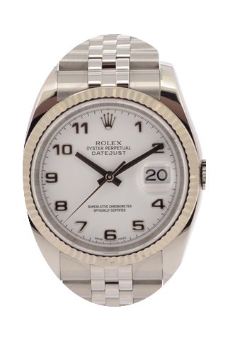 Rolex Datejust Steel with White Arabic N...