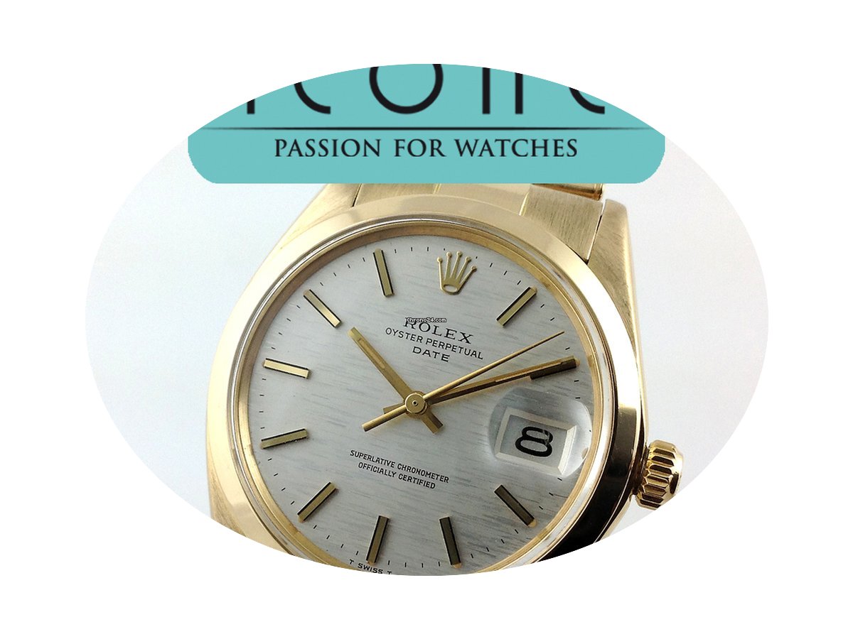 Rolex DATE 1500 Yellow Gold Riveted Brac...