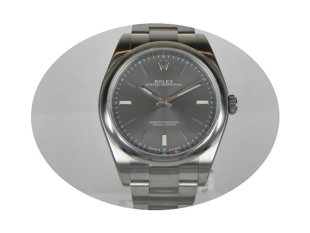 Rolex OYSTER PERPETUAL 39MM RHODIUM...