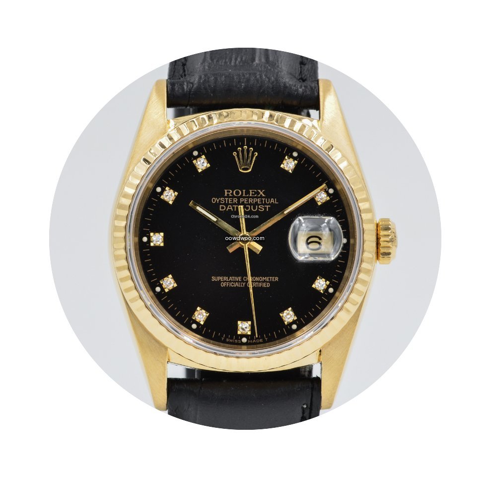 Rolex Datejust Yellow Gold 18kt Black Di...