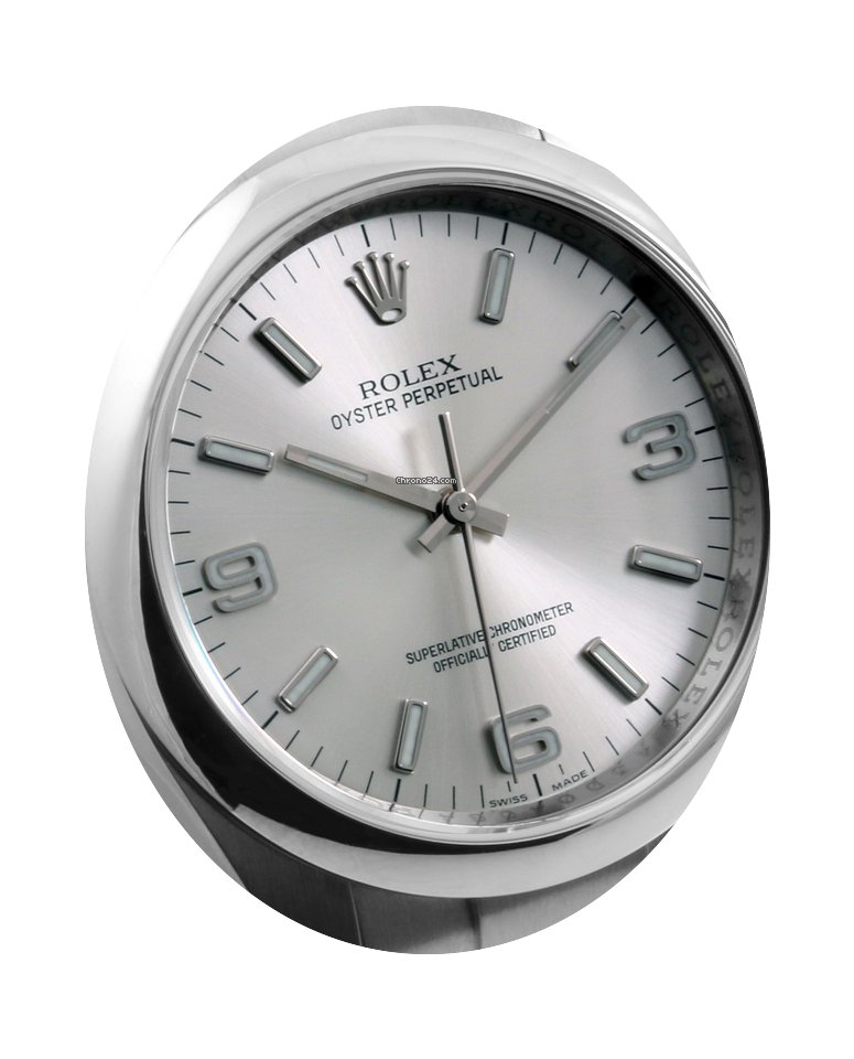 Rolex SS 34mm Oyster Perpetual Silver Ar...