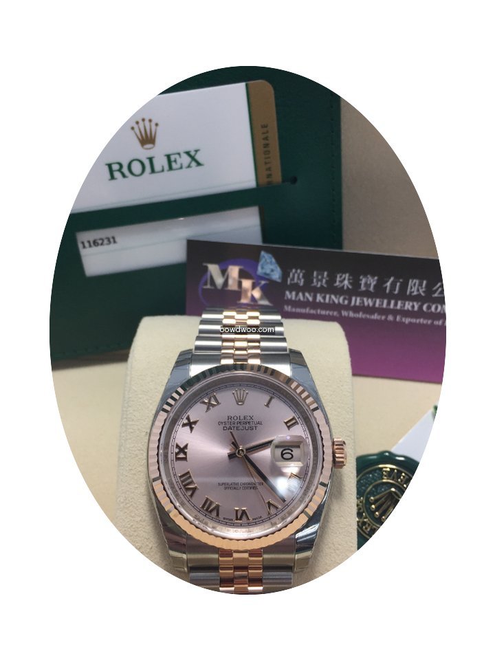 Rolex 116231 Datejust 36 Pink Roman Dial...