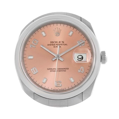 Rolex Date Mens Salmon Dial Stainless St...