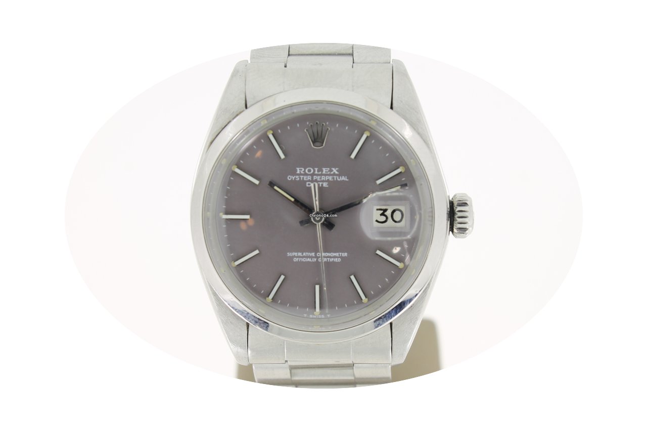 Rolex Date 34mm Steel GREYDIAL (BOX1980)...