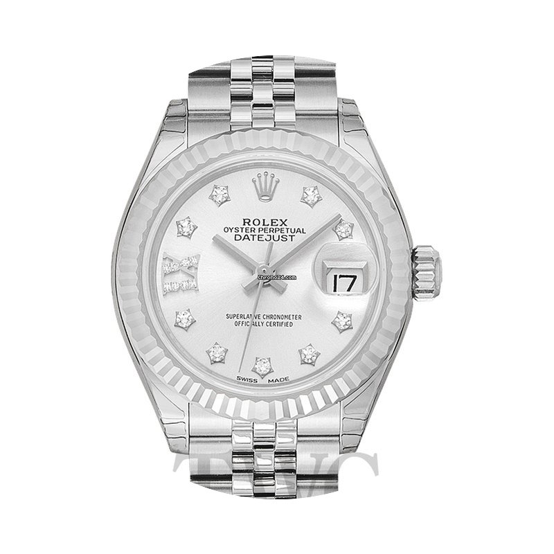 Rolex Lady-Datejust 28 Silver 18k White ...