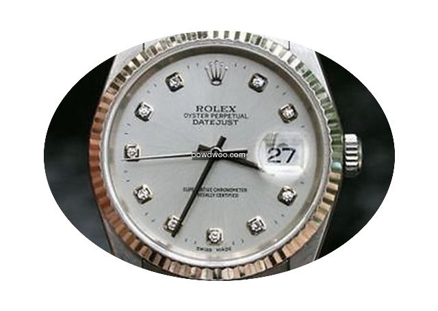 Rolex Mens Datejust Silver Diamond Dial ...