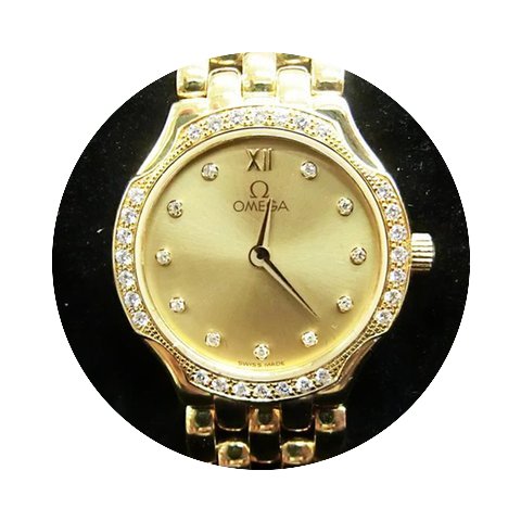 Omega Damenuhr aus 750 Gelbgold und Diam...