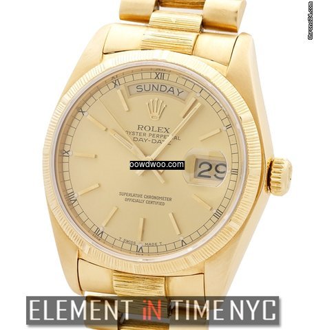 Rolex Day-Date 18k Yellow Gold Bark Cham...