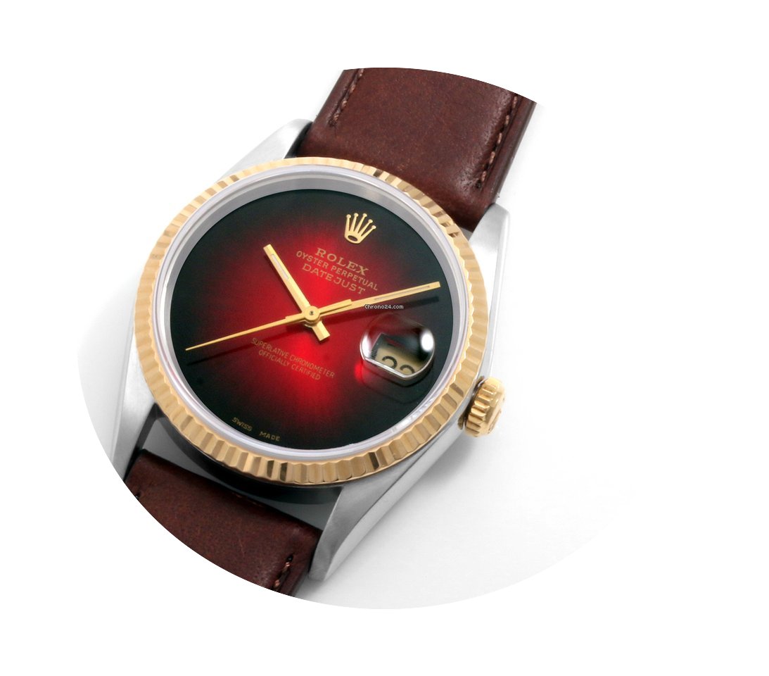 Rolex 18K/SS DATEJUST Red Vignette Dial ...
