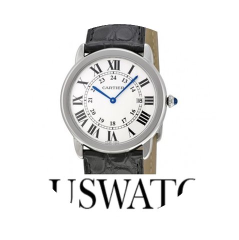 Cartier Ronde Solo Steel Black Leather S...