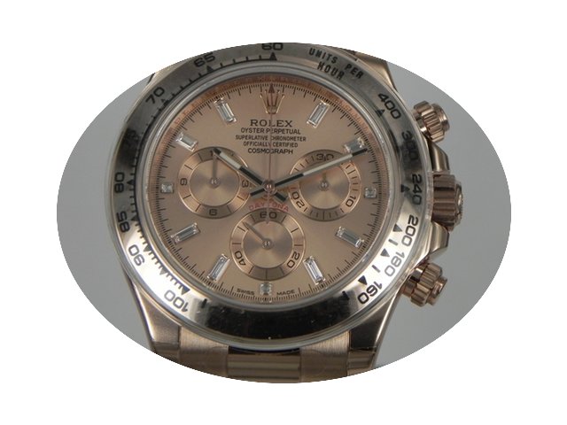 Rolex DAYTONA ROSE GOLD DIAMOND BAGUETTE...
