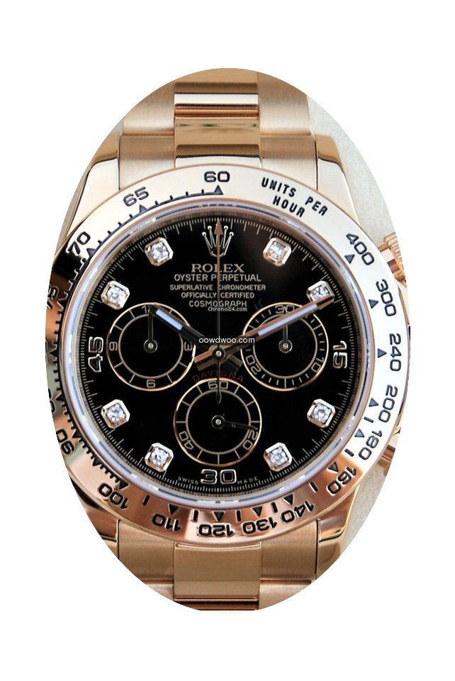 Rolex Daytona Yellow Gold Black Diamond ...