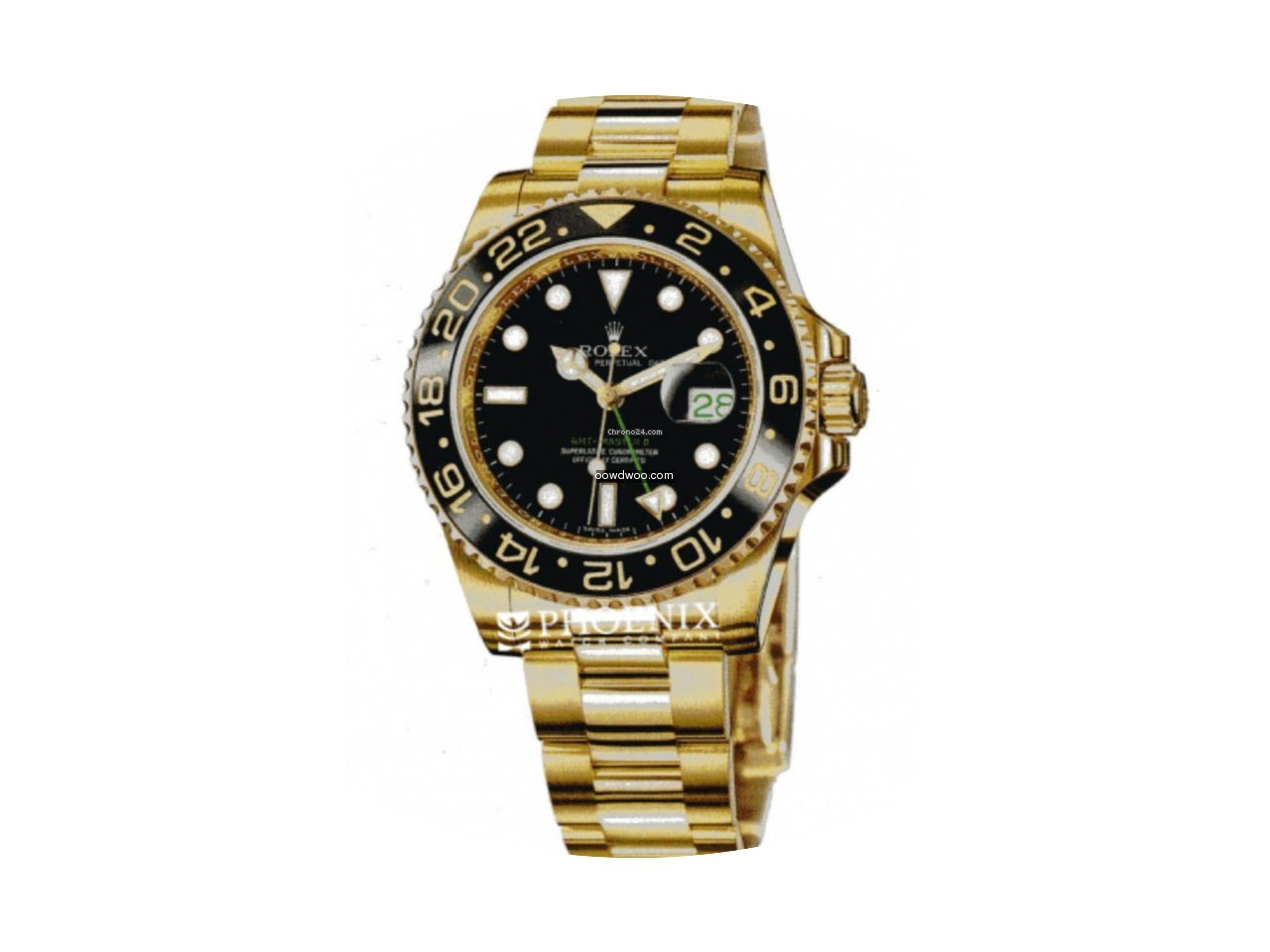 Rolex GMT MASTER II Yellow Gold Black Di...