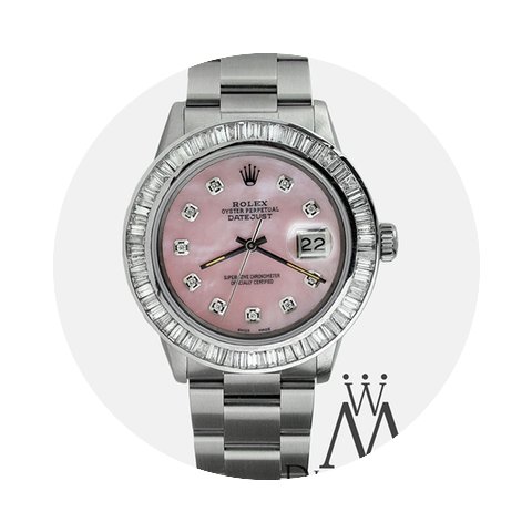 Rolex Datejust 36mm Pink Mop Dial 5 Ct D...