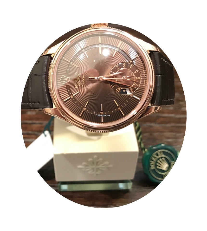 Rolex Cellini Dual Time Rosegold Choco D...