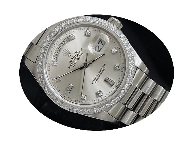 Rolex 18k Gold Day-date President Silver...