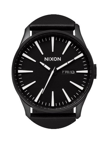 Nixon A105-005 Sentry Leather Black Whit...
