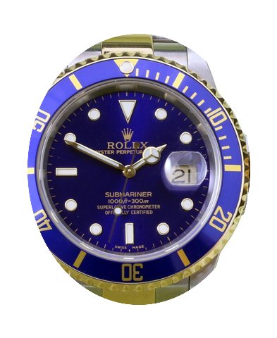 Rolex Submariner 16613 Blue 18k Yellow G...