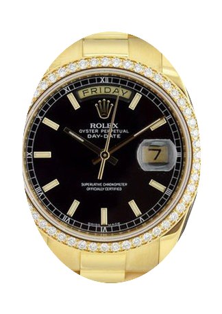 Rolex Day-Date 36 118348-BLKSP Black Ind...