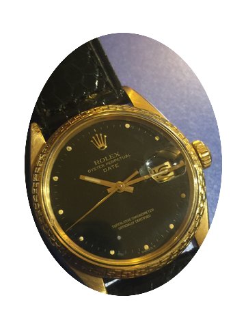 Rolex Date oro black dial gilt lunetta a...