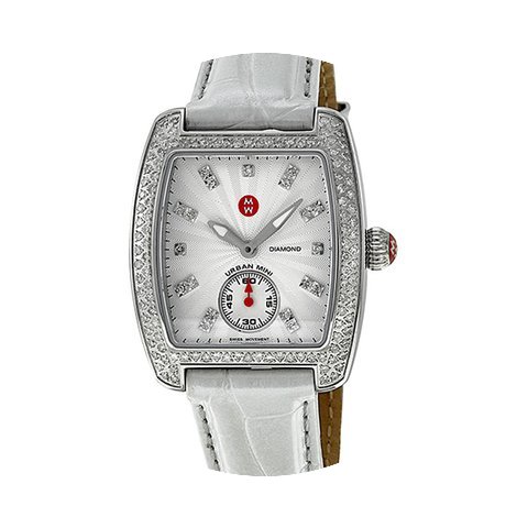 Michele Urban Mini Silver Dial White Lea...