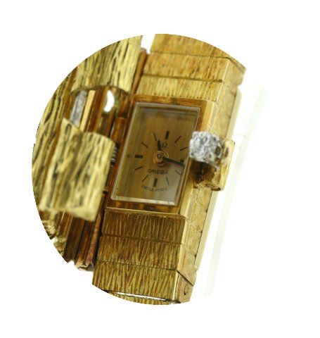 Omega 750/18k Gold Damen Schmuckuhr mit ...