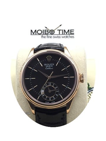 Rolex 50525 Cellini Dual Time Black Guil...