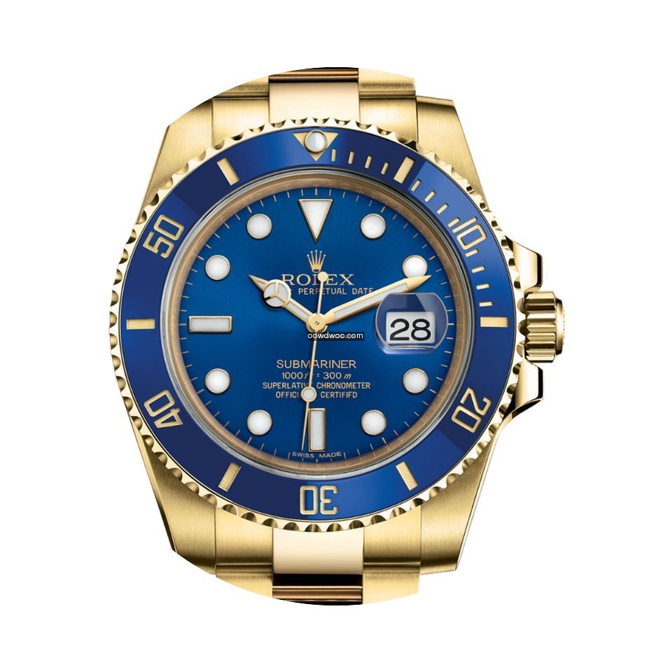 Rolex Submariner 18ct Yellow Gold Blue D...