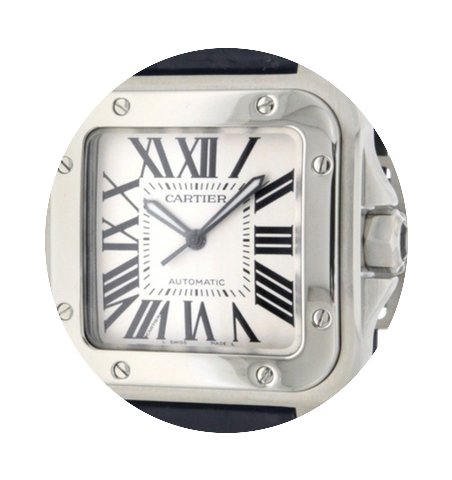 Cartier Santos 100 2656 Steel, Leather, ...