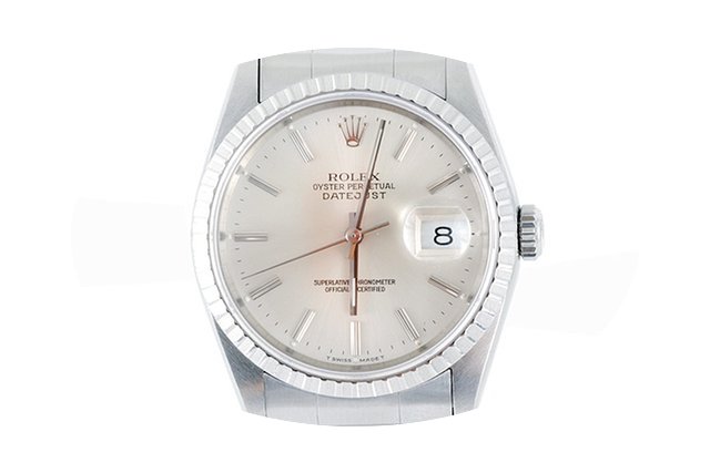 Rolex Mens SS Datejust - Silver Stick Di...