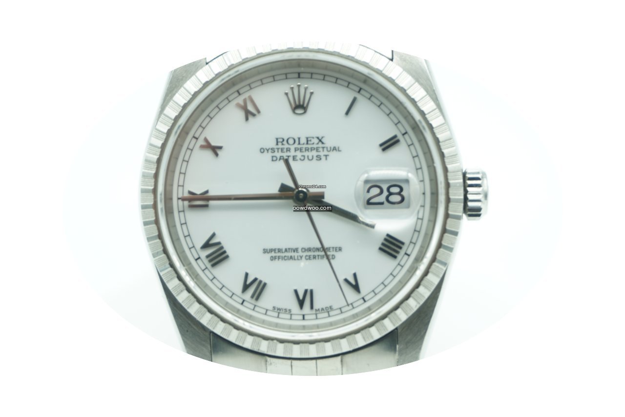 Rolex Datejust 36 White Dial Roman Stain...