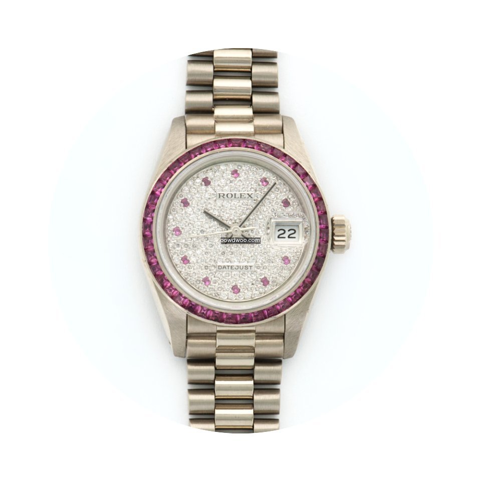 Rolex Datejust White Gold Diamond Pink S...