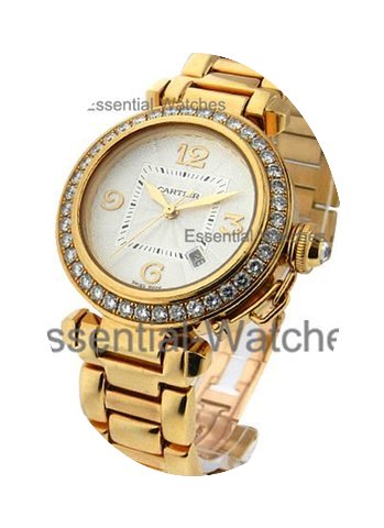 Cartier 32mm Pasha with Diamond Bezel...