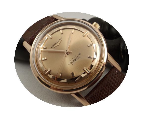 Longines Conquest deluxe pink 18kt pie p...