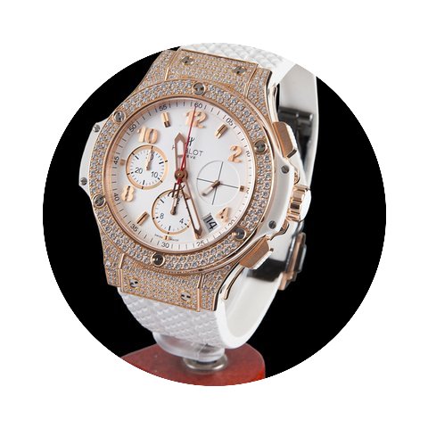 Hublot big bang rose gold white pavé...