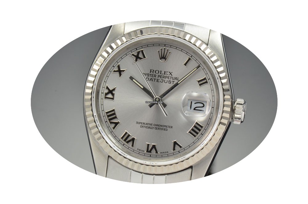 Rolex Datejust 6MM 18K White Gold Bezel ...
