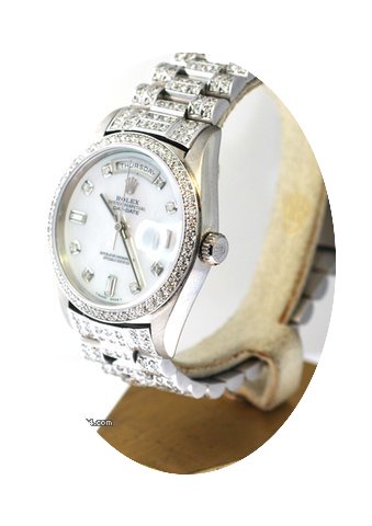 Rolex Mens President 18kt white gold whi...