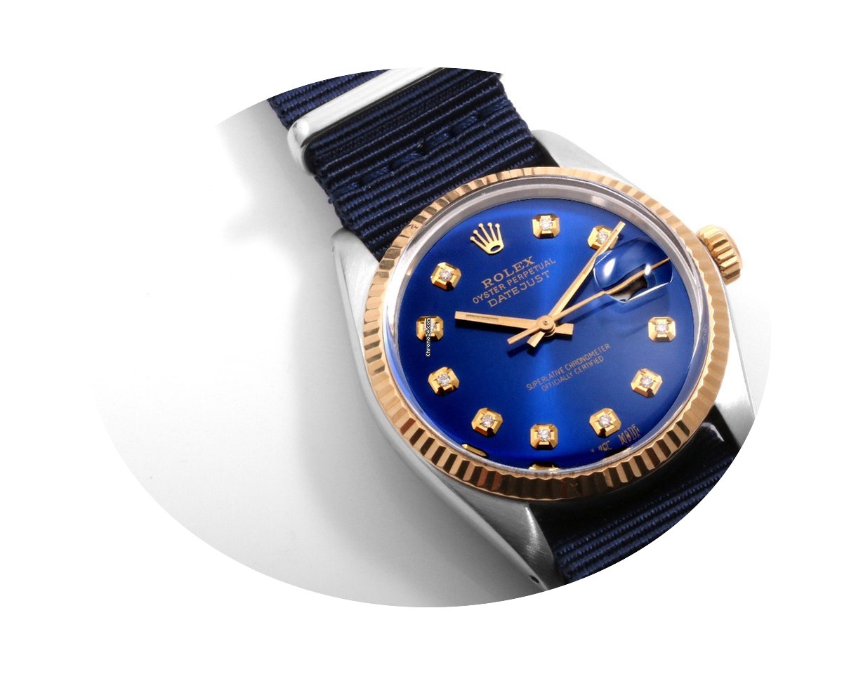 Rolex 18K/SS DATEJUST Royal Blue Diamond...