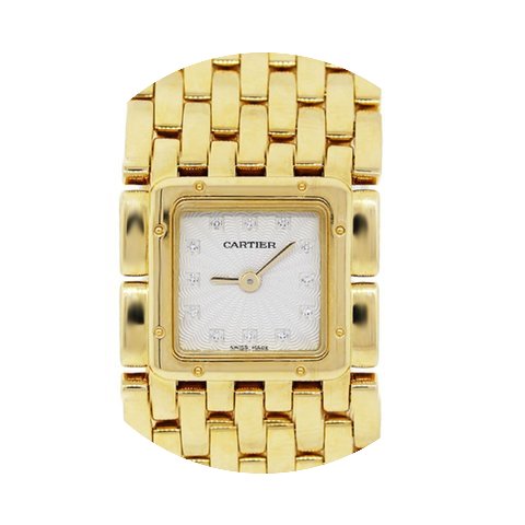 Cartier 2449 Ruban 18k Gold Diamond Dial...