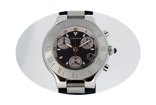Cartier Must 21 Chronoscaph steel   rubb...
