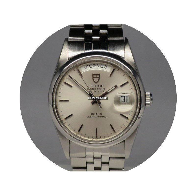 Tudor Oyster Prince Date   Day Silver Di...