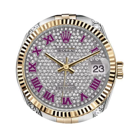 Rolex Maroon Rolex Datejust Pave Diamond...