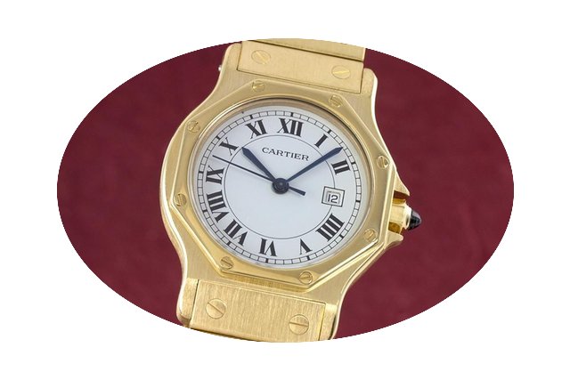 Cartier 18k Gelb Gold Santos Ronde Herre...
